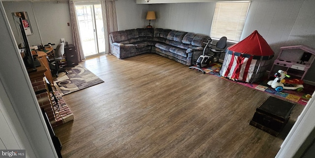 living room with wood finished floors