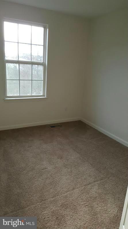 carpeted spare room with visible vents, plenty of natural light, and baseboards