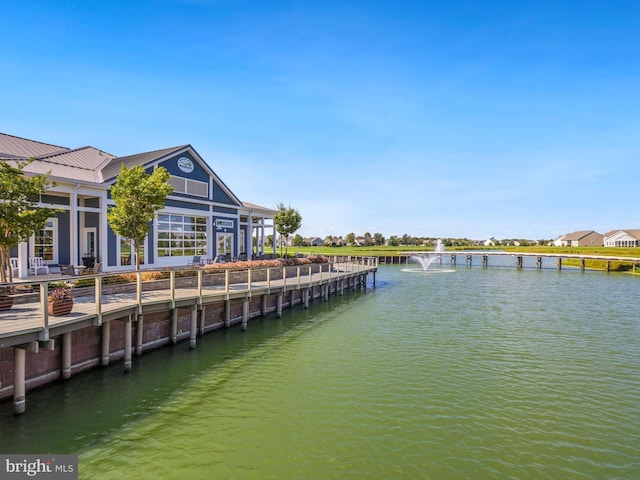 view of dock featuring a water view