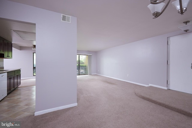 13213 Dairymaid Dr Unit 20, Germantown, MD 20874 - unfurnished living room featuring light colored carpet, baseboards, and visible vents
