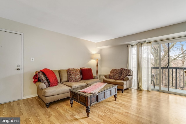 living area featuring light wood-style flooring