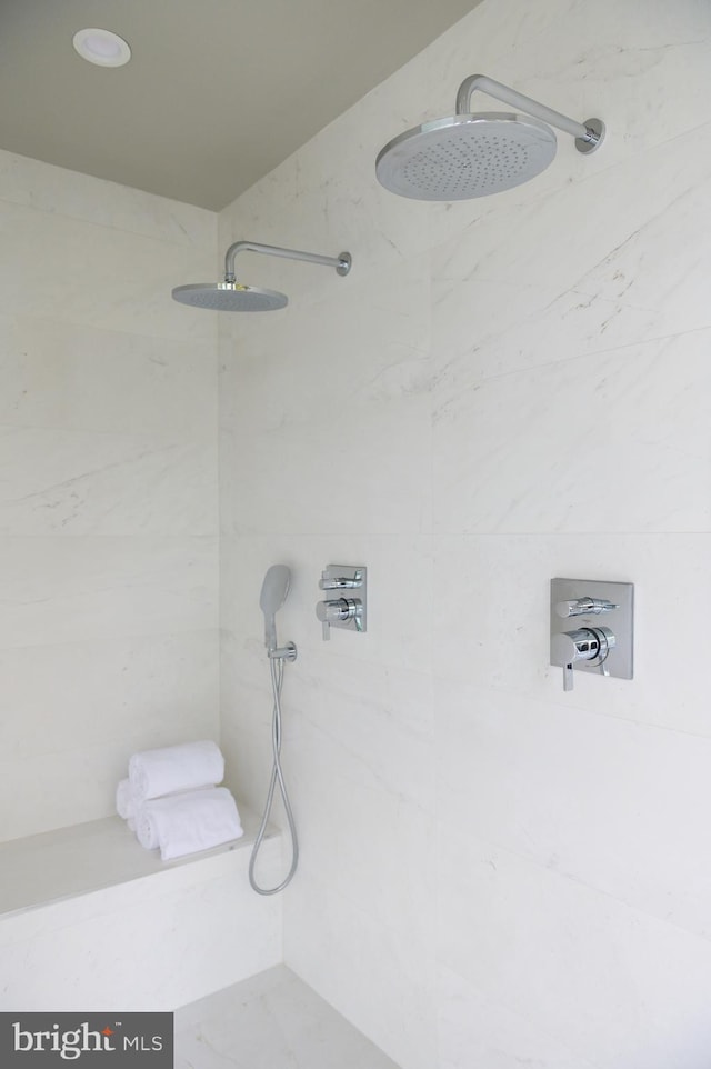 interior details with tiled shower