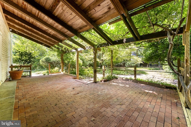 view of patio featuring a pergola