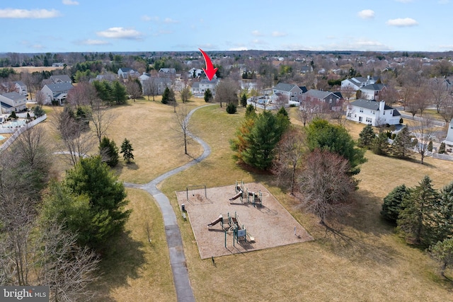 drone / aerial view with a residential view