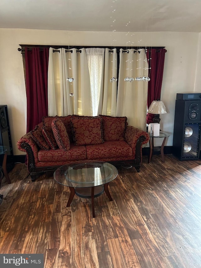 living area featuring wood finished floors