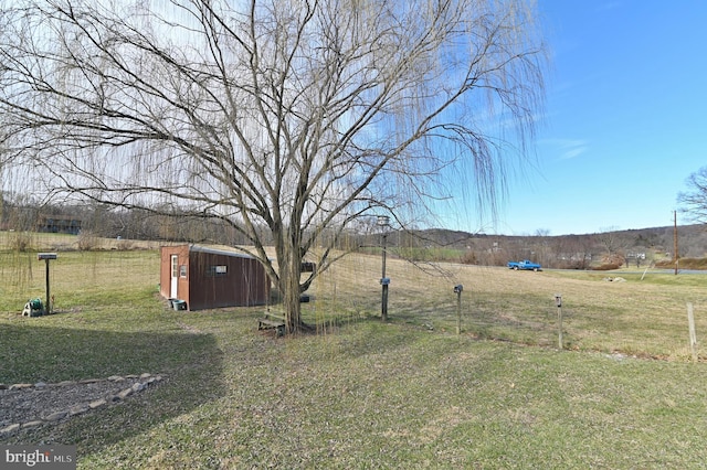 view of yard with a storage unit and an outdoor structure