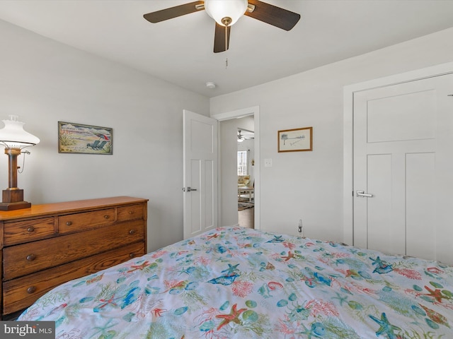 bedroom with a ceiling fan