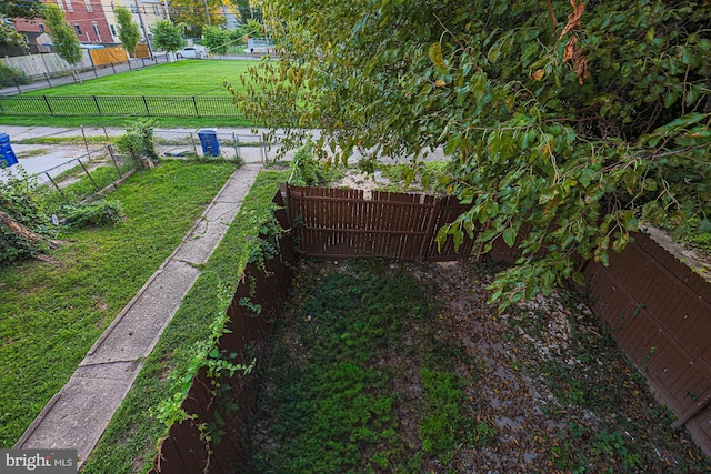 view of yard featuring a fenced backyard