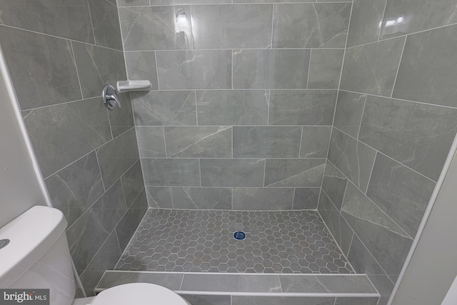 full bathroom with a shower stall and toilet