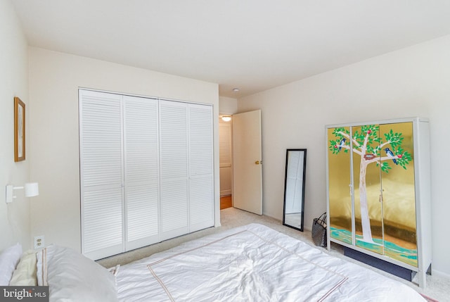 bedroom with a closet and carpet