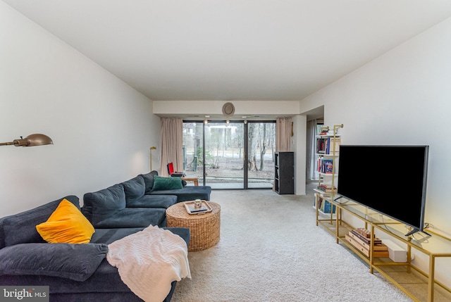 living room with light carpet