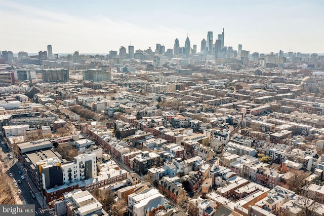 aerial view featuring a city view