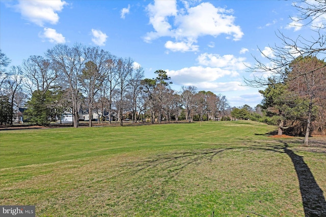 view of property's community with a lawn