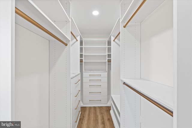 walk in closet featuring light wood-style floors