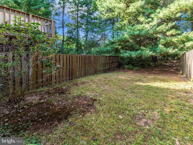 view of yard featuring a fenced backyard