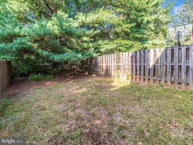 view of yard featuring a fenced backyard