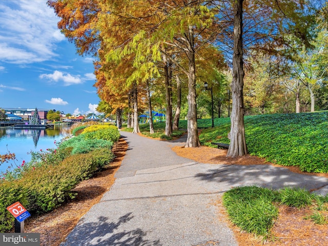 view of property's community featuring a water view