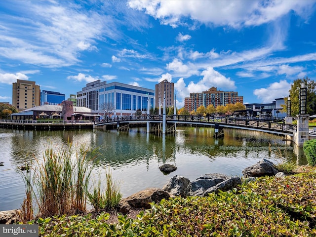 property view of water with a city view