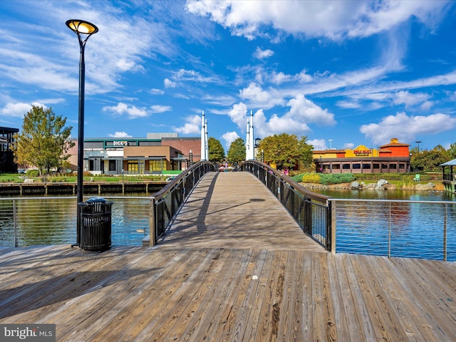 dock area featuring a water view