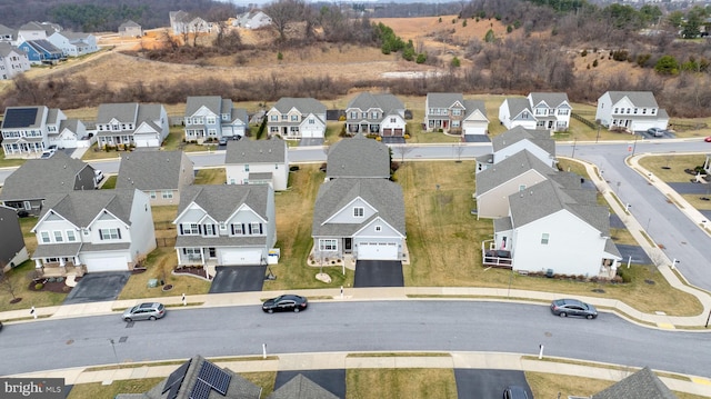 bird's eye view with a residential view