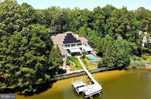 bird's eye view featuring a water view