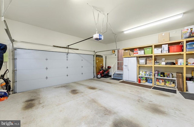 garage with a garage door opener