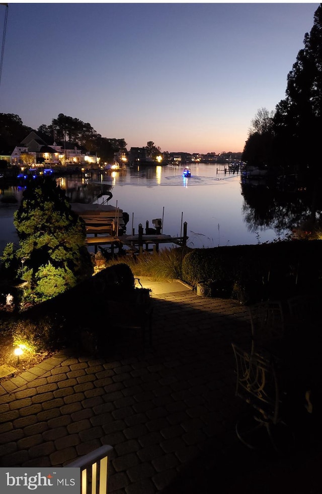 view of water feature featuring a dock