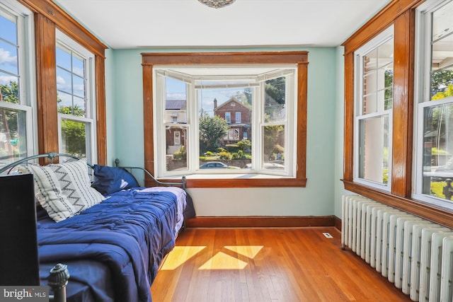 sunroom with radiator heating unit