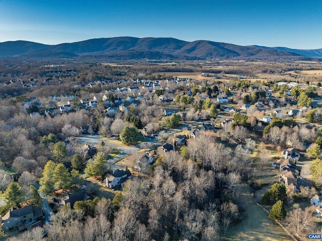 birds eye view of property featuring a mountain view