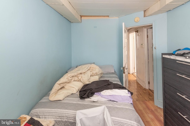 bedroom with parquet floors