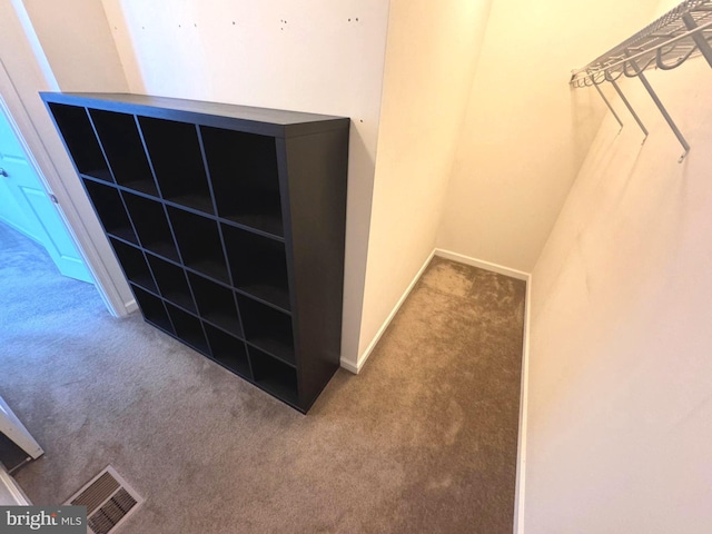 room details featuring visible vents, baseboards, and carpet flooring