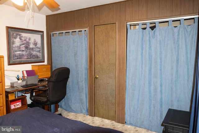 bedroom featuring visible vents and a ceiling fan