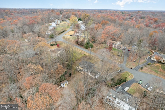 birds eye view of property with a forest view