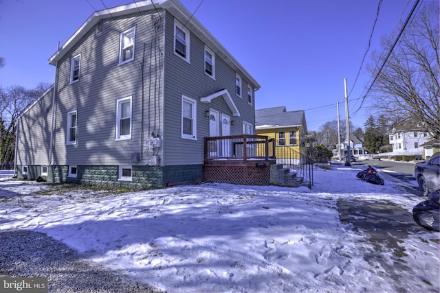 view of snowy exterior