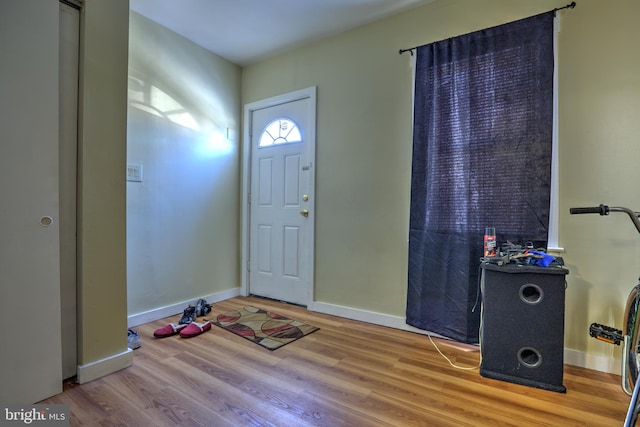 entrance foyer featuring baseboards and wood finished floors