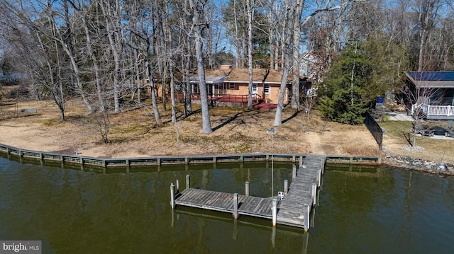 view of dock featuring a water view