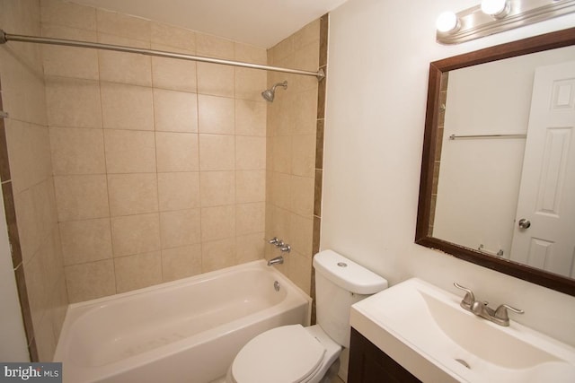 full bath with shower / washtub combination, vanity, and toilet