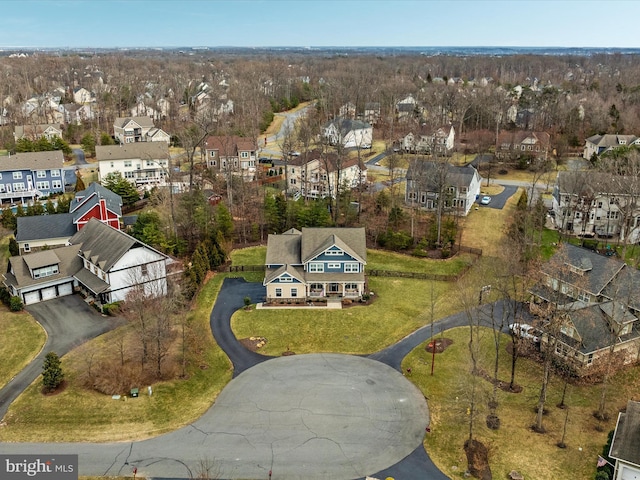 birds eye view of property with a residential view