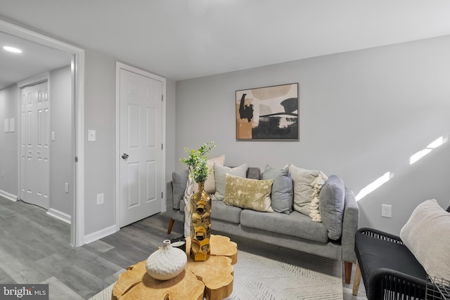 living room featuring baseboards and wood finished floors