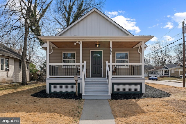 view of front of home featuring covered porch