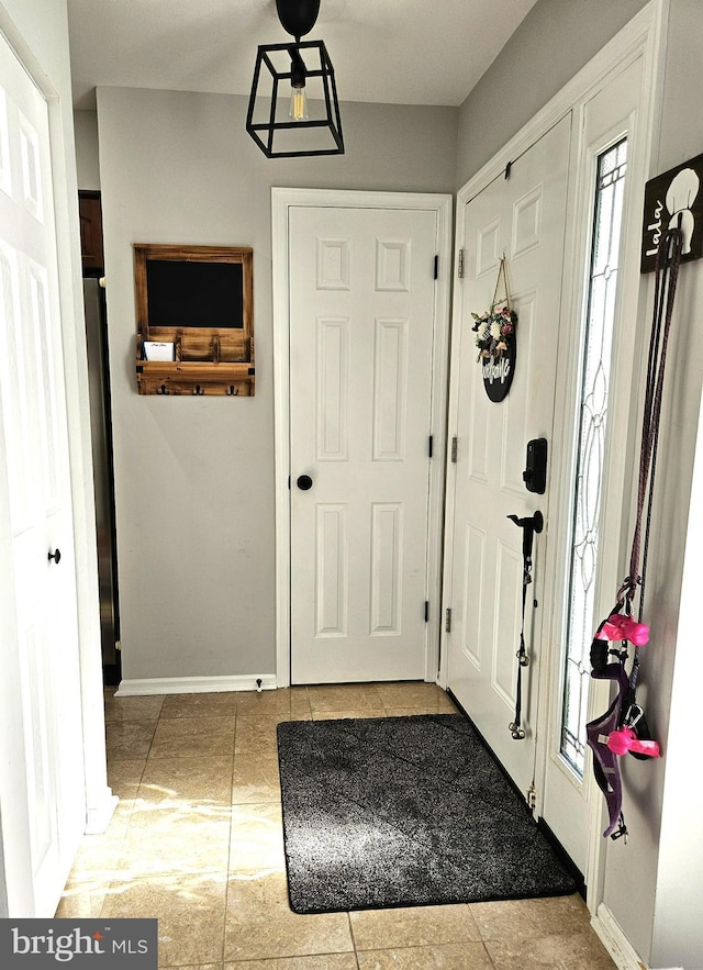 entrance foyer with baseboards and plenty of natural light