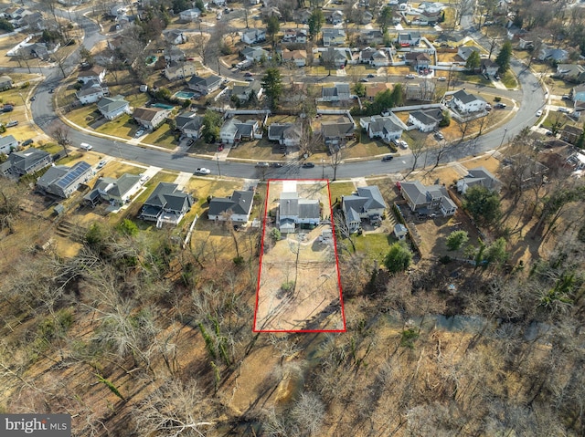 aerial view with a residential view