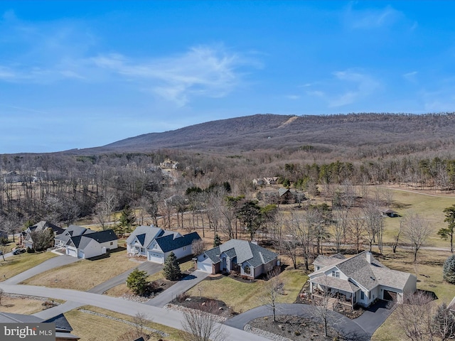 aerial view featuring a residential view and a mountain view