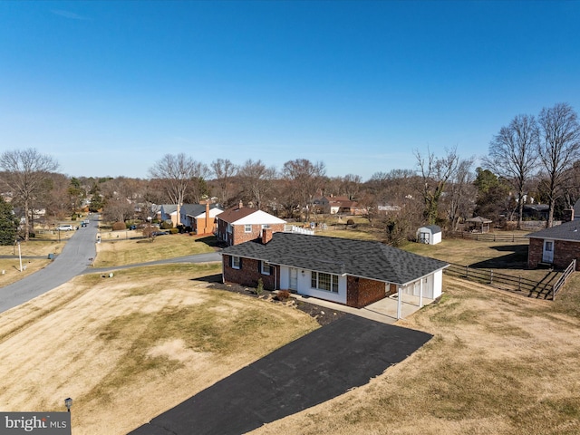 aerial view featuring a residential view