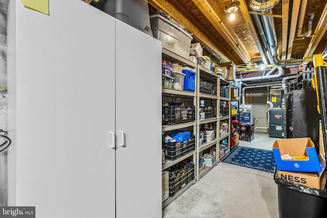 storage area featuring heating unit