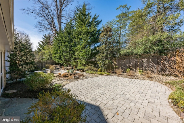 view of patio featuring a fenced backyard