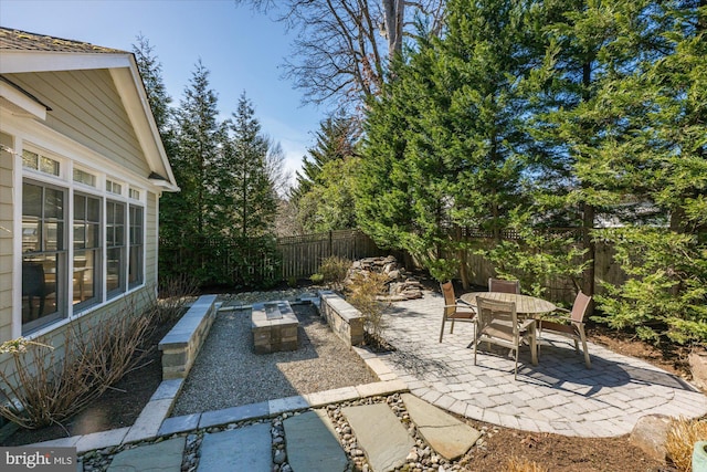 view of patio / terrace with outdoor dining area and fence private yard