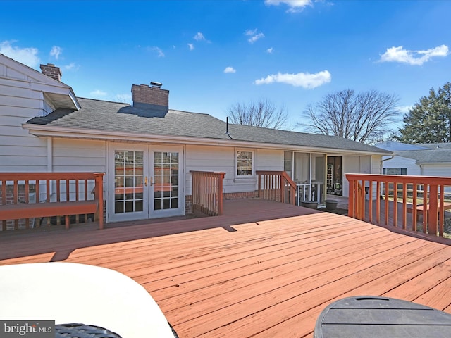 wooden deck with french doors