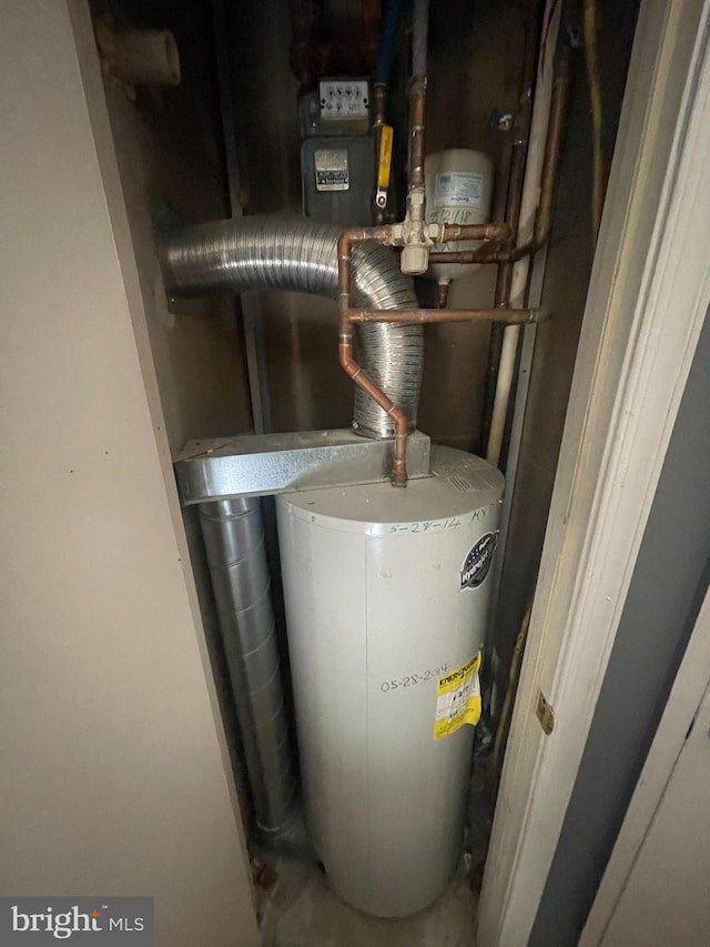 utility room with water heater