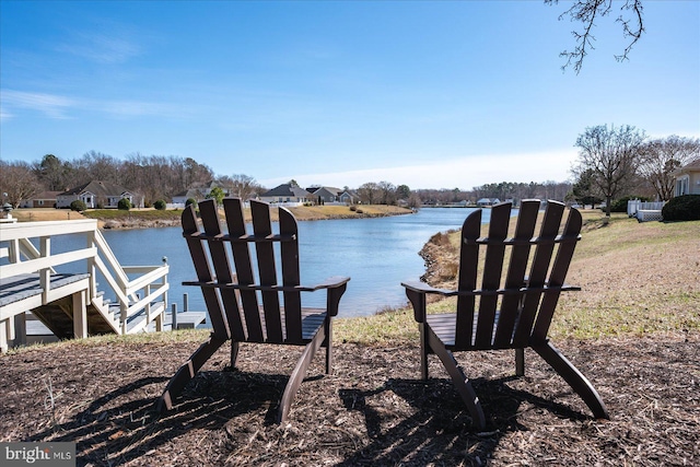 exterior space featuring a water view